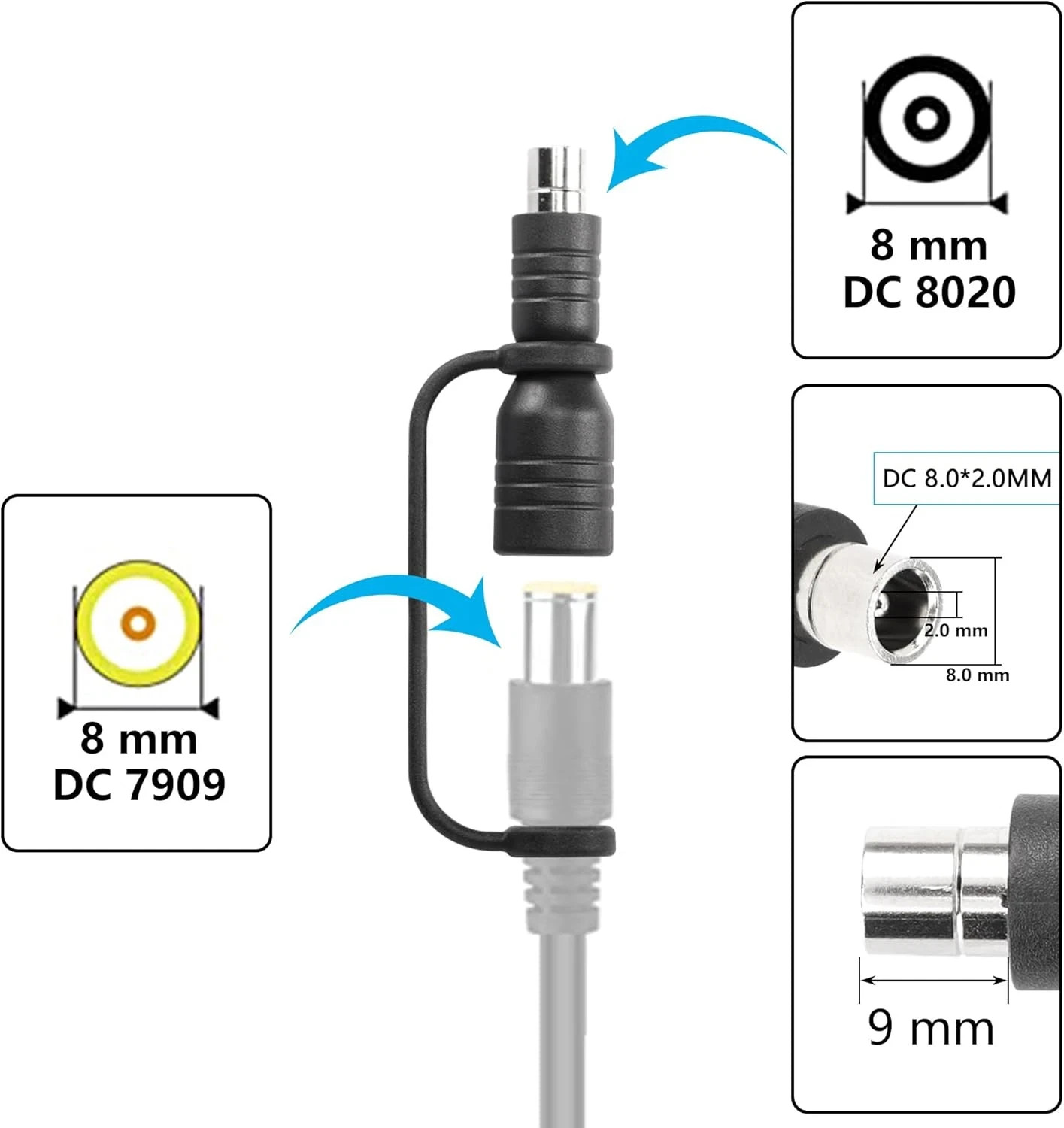 DC7909 to DC8020 Adapter DC7909 Female to DC8020 Male Connector Adapterfor 100