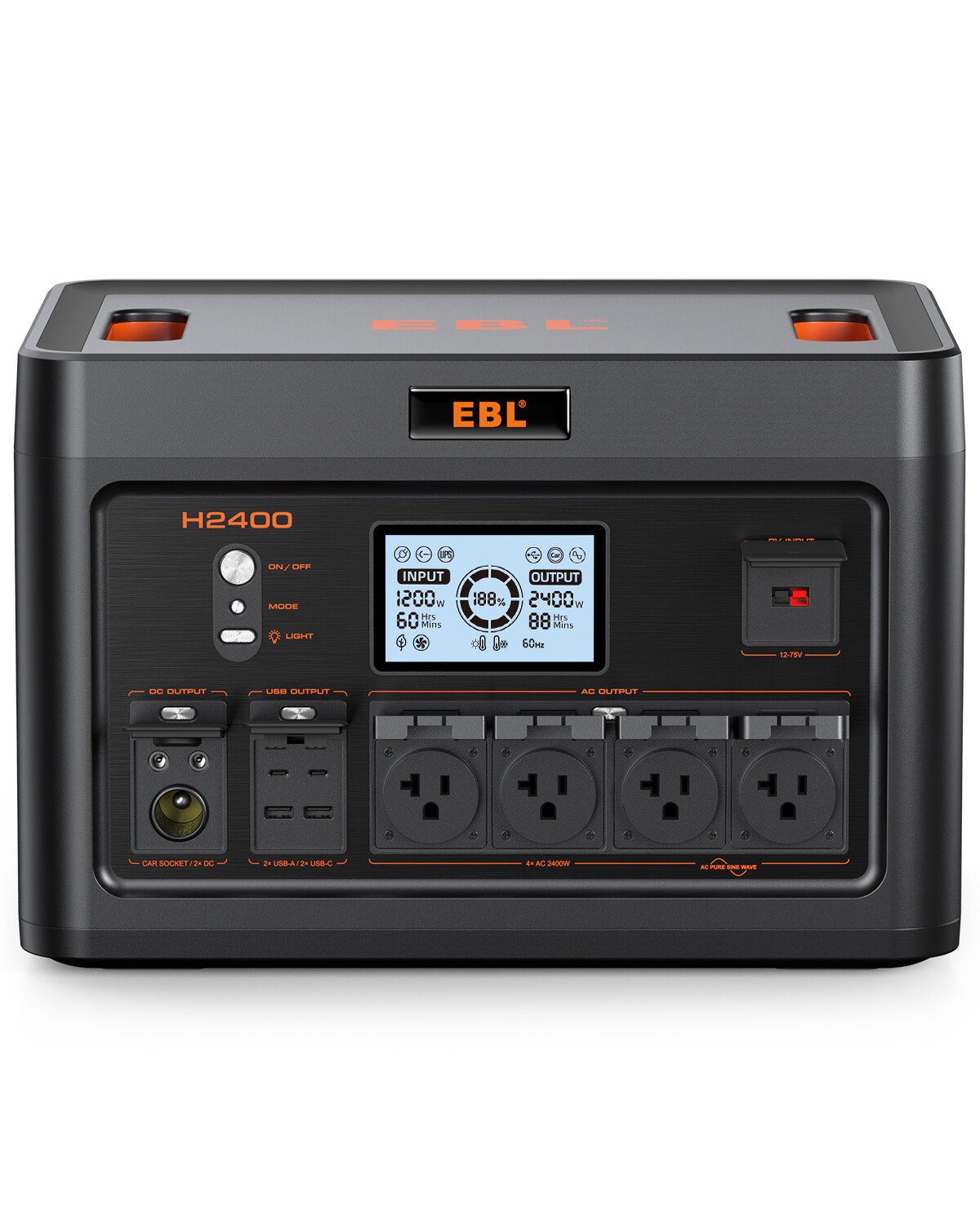 EBL Solar 2400W Portable Power Station Battery LiFePO4 for Outdoor Camping, RV