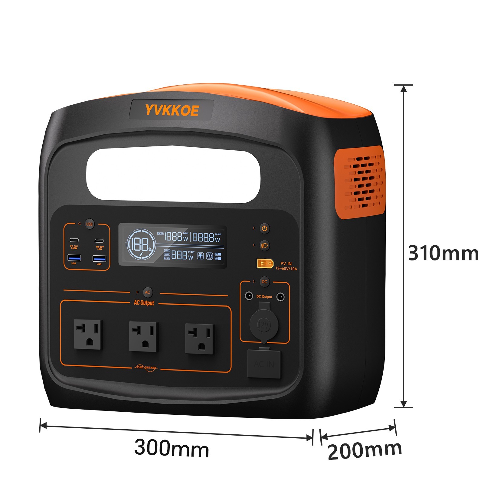 YVKKOE N1200 1800W 1024Wh Power Station Generator for Power Outage Travelling