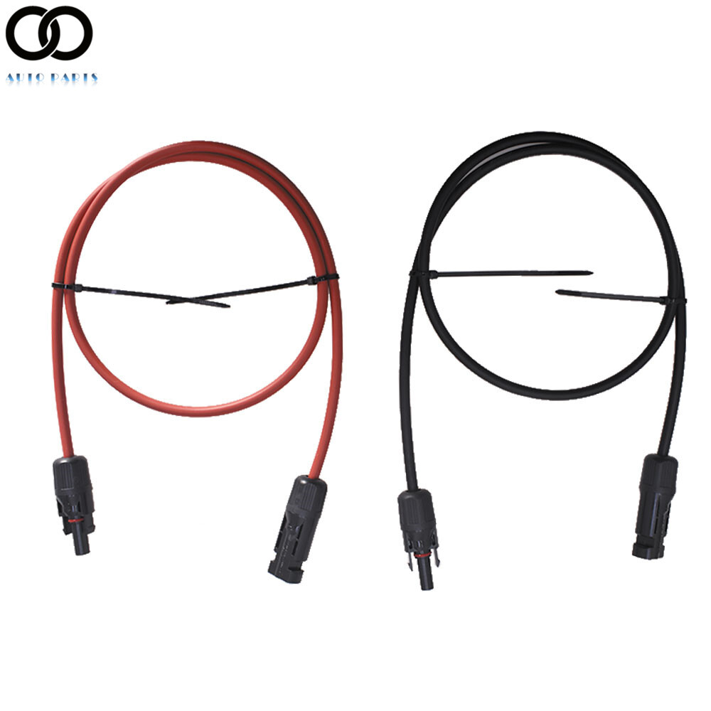 1 Pair 12/10 AWG Black + Red Solar Panel Extension Cable Wire Connector