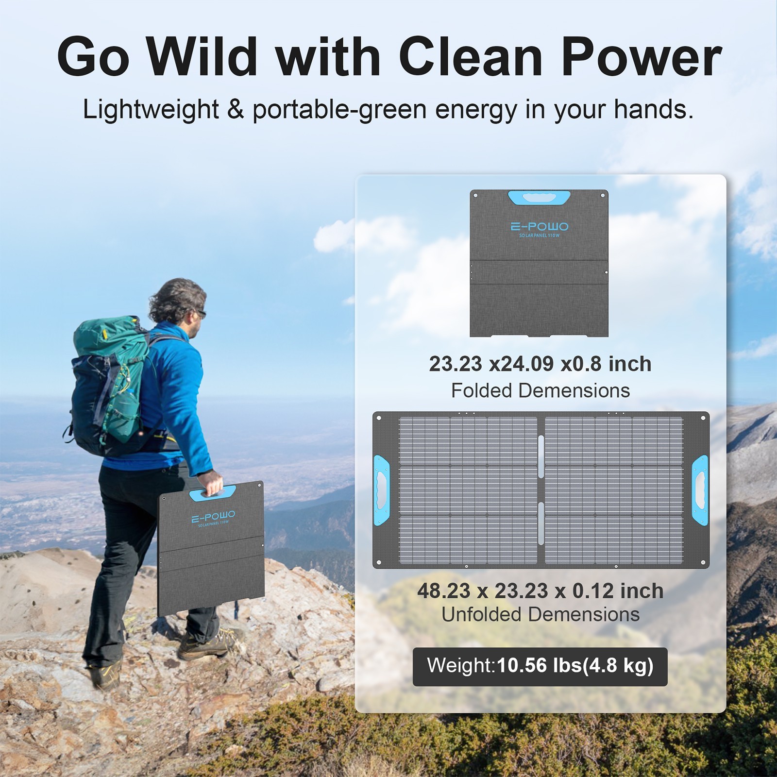 E-POWO Portable Solar Panel 110W 220W 400W for Ecoflow DELTA 2 MAX Power Station