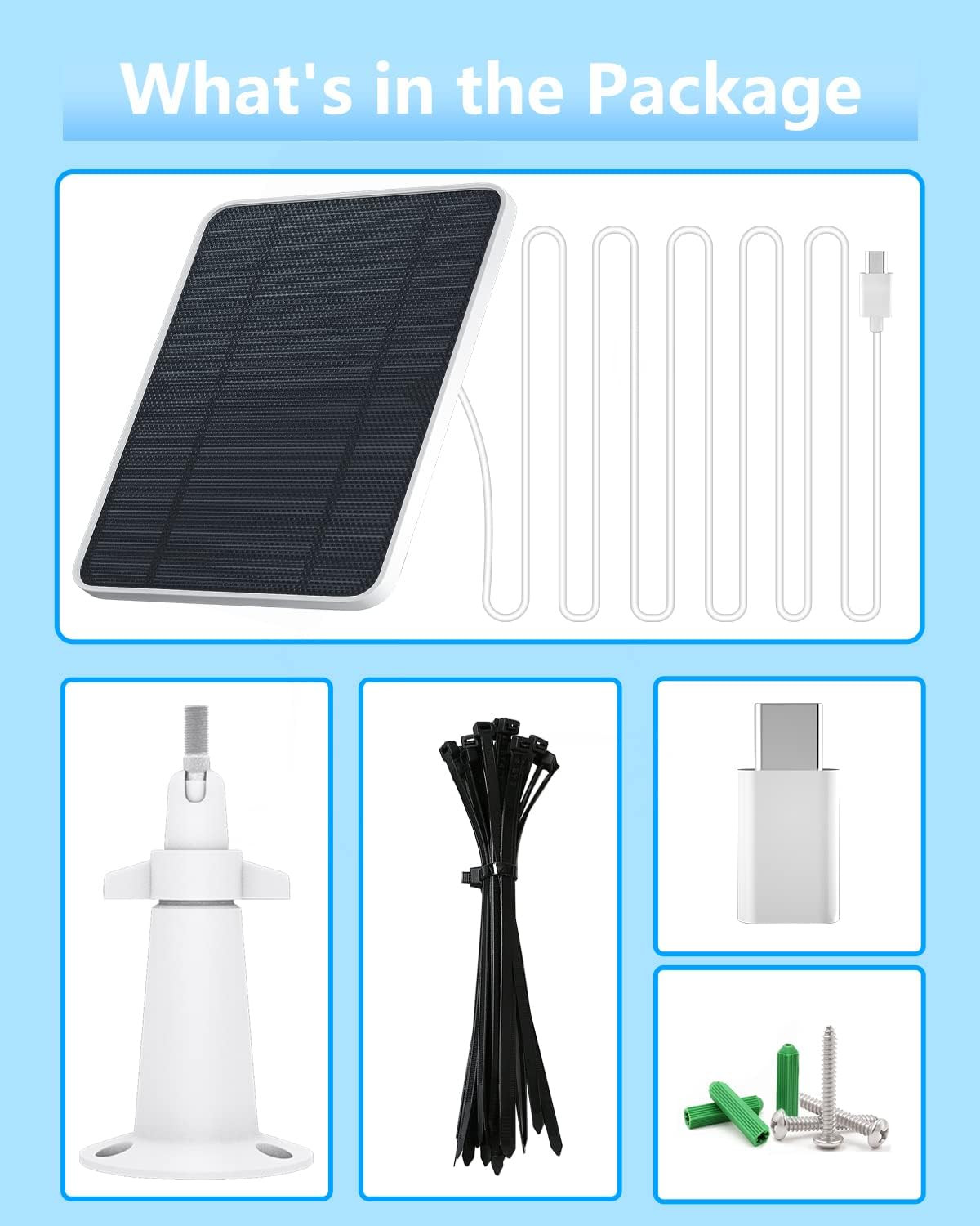 Solar Panel for Security Camera, 5V 4W Solar Panels Charger Compatible with Eufy