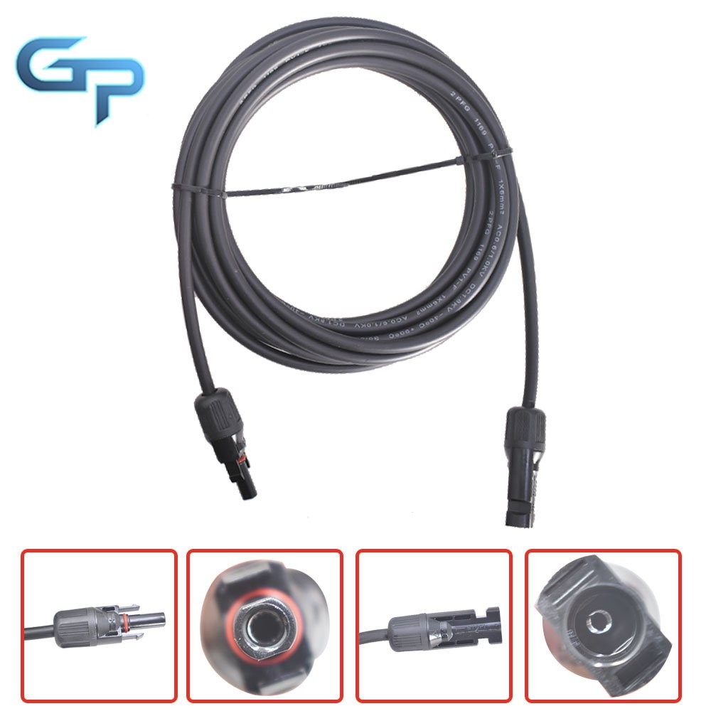 New 1 Pair 15ft Solar Panel Extension Cable Wire Connector Black + Red 10 AWG