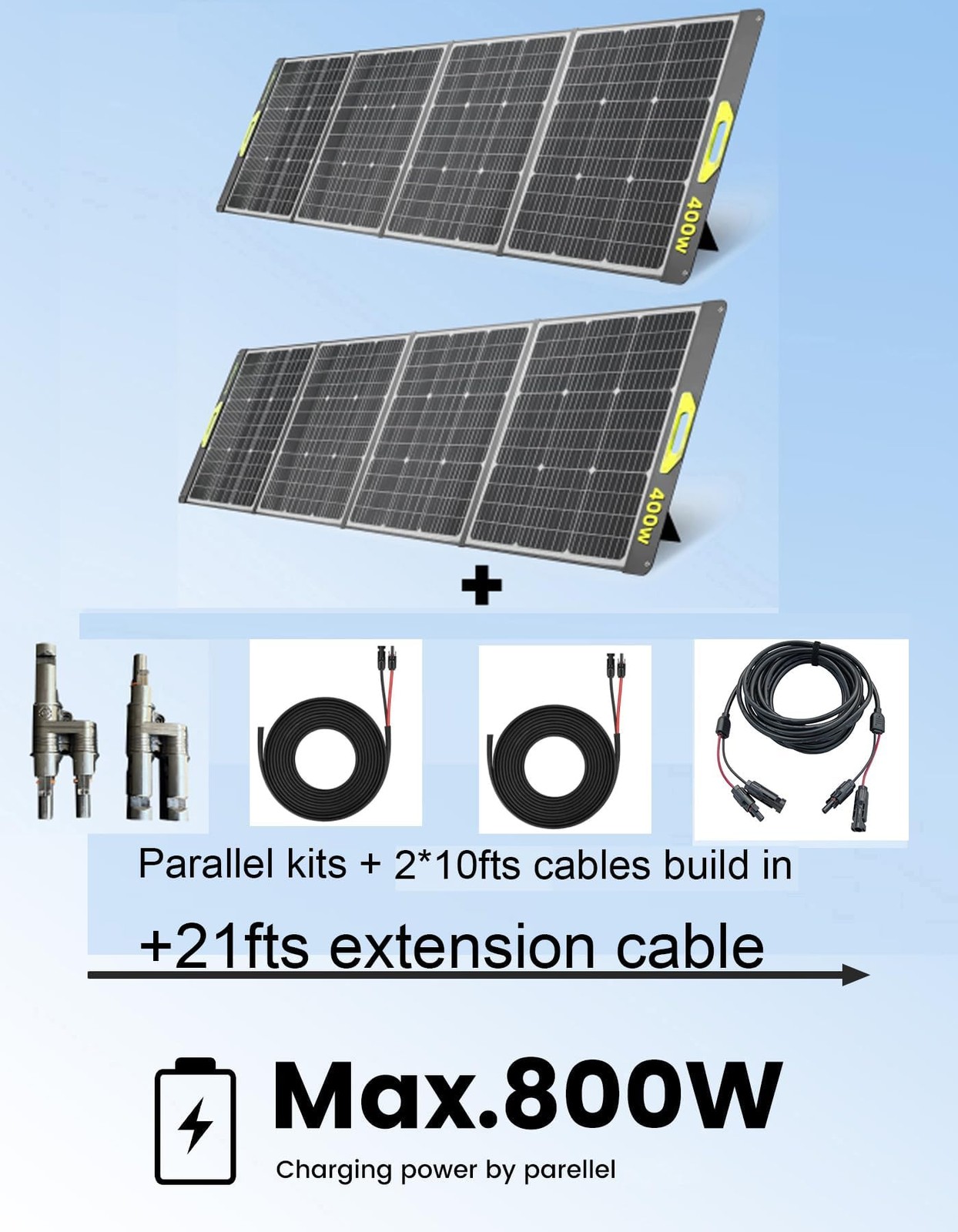 800W Portable Solar Panel, 2pcs 400W Portable Solar Panels 39V, 23% Efficienc…