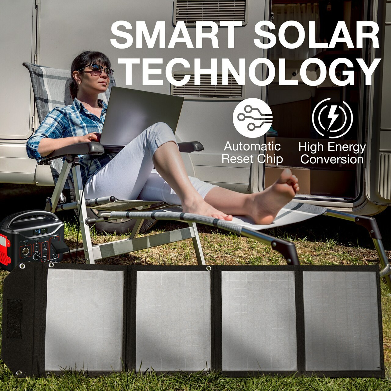 Tenergy Portable 60W Solar Panel Foldable Charger 18V Charging 5V USB CE ROHS