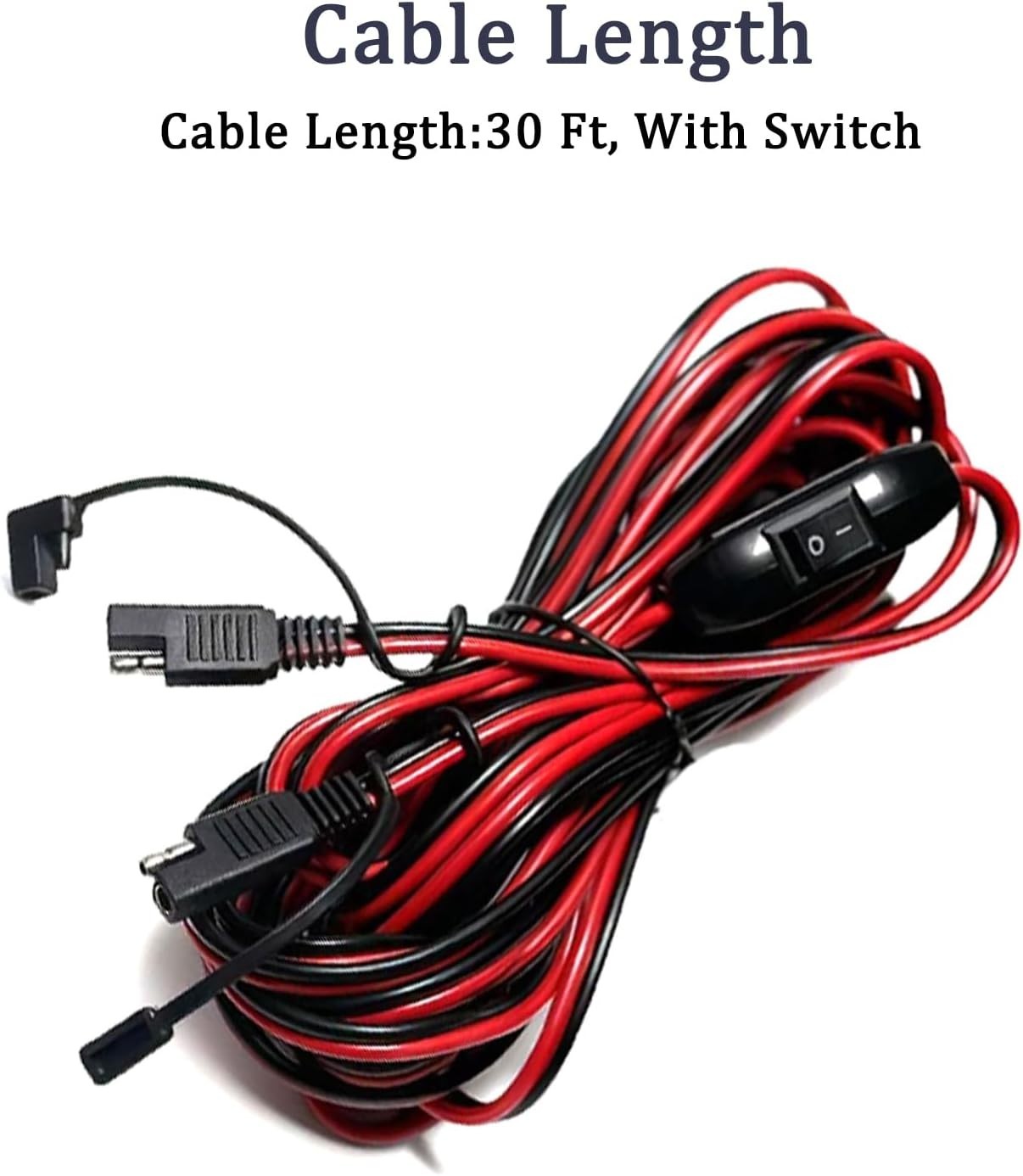 30FT SAE Extension Cable for Solar Panels, Cars, RVs, Boats, 16 AWG