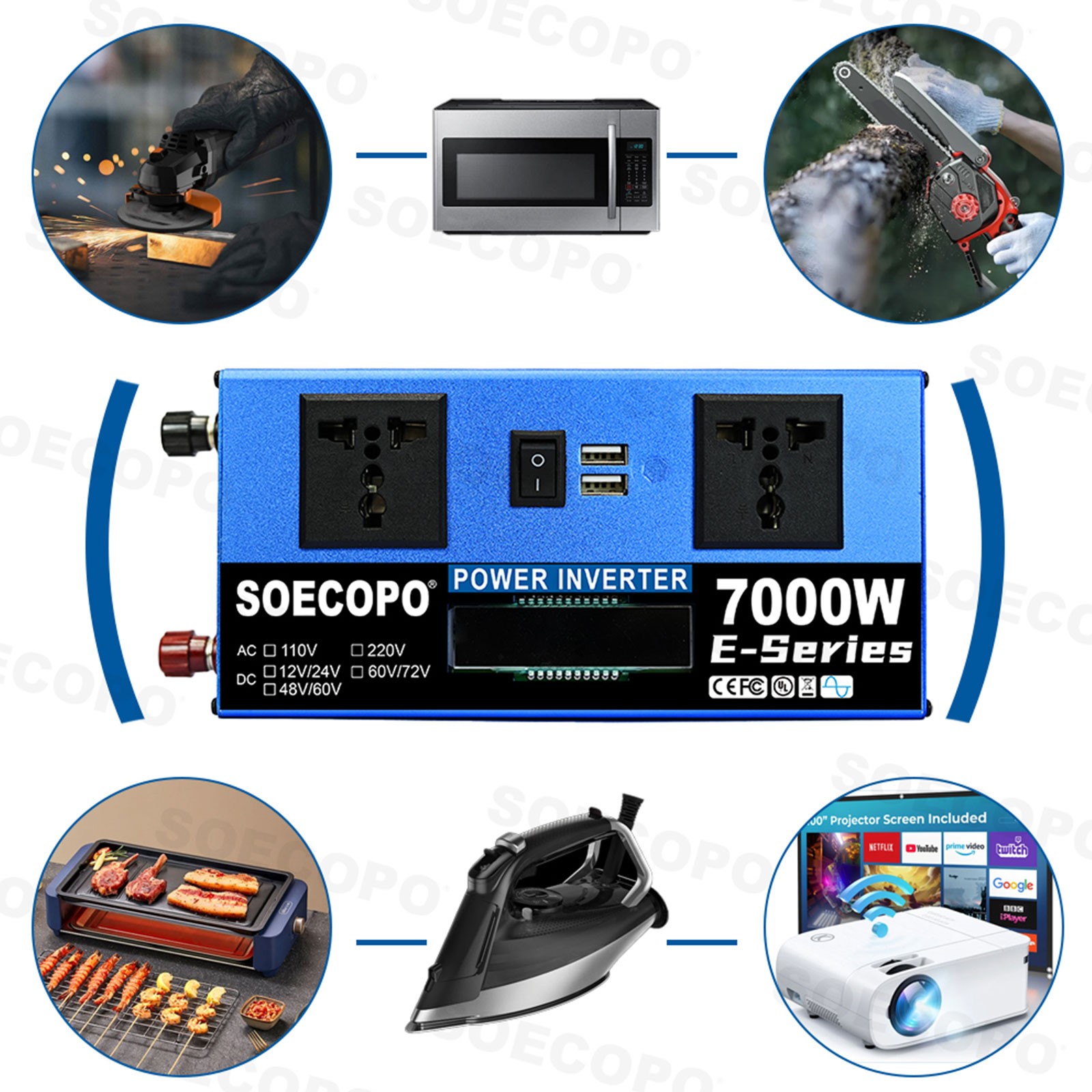 SOECOPO 7000W Peak Solar System Kit Flexible Panel 100A Controller 12V 24V