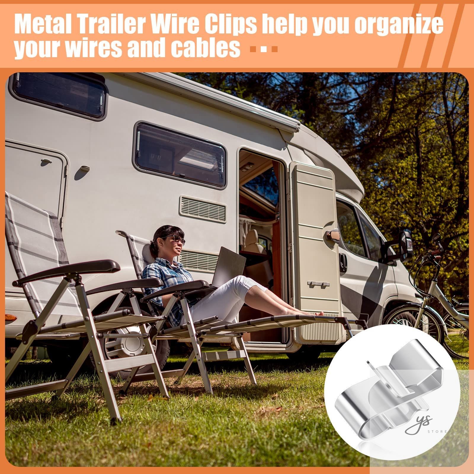 50 Pcs Trailer Frame Wire Clips Stainless Steel Metal Cable Clips 22.5 mm/ 0.89