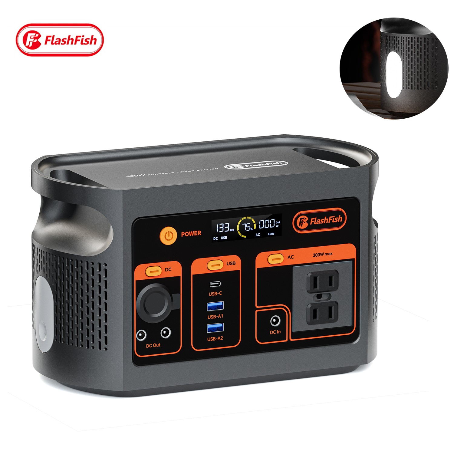 FlashFish E103 Portable Power Station 179Wh LiFePO4 Solar Generator for Camping