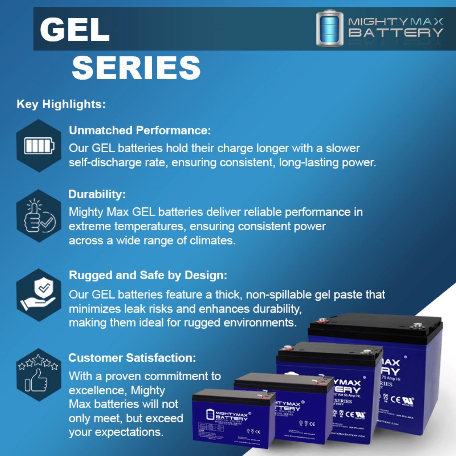Mighty Max 12V 12AH GEL F2 Battery Compatible with Solar Power Banks – 10 Pack