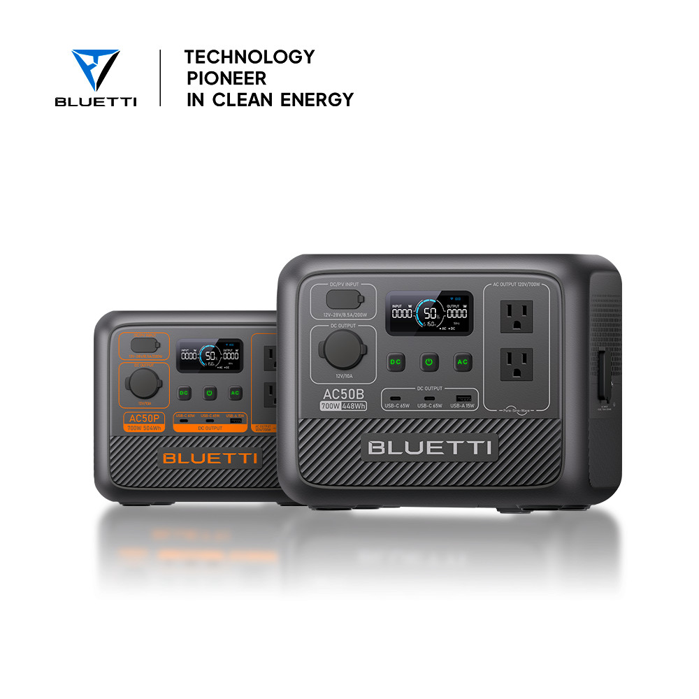 BLUETTI AC50B/AC50P 700W 443Wh/504Wh Portable Power Station for Camping/Fishing