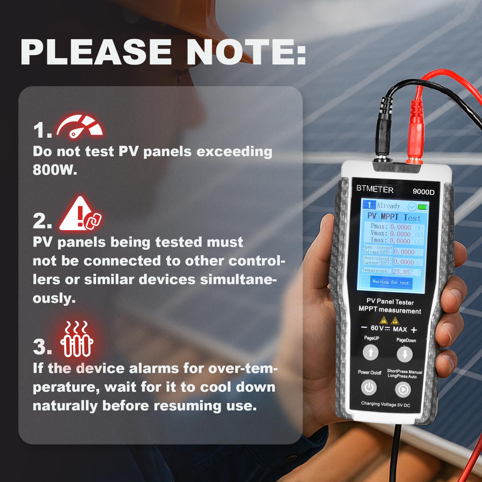 MPPT Solar Photovoltaic Panel Tester LCD Digital Display 800W 0-60V 0-35A MC4