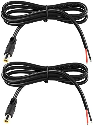 GINTOOYUN 2 Pack DC7909 Power Pigtails Cable, 12V DC 8mm Male Plug to Bare Wire