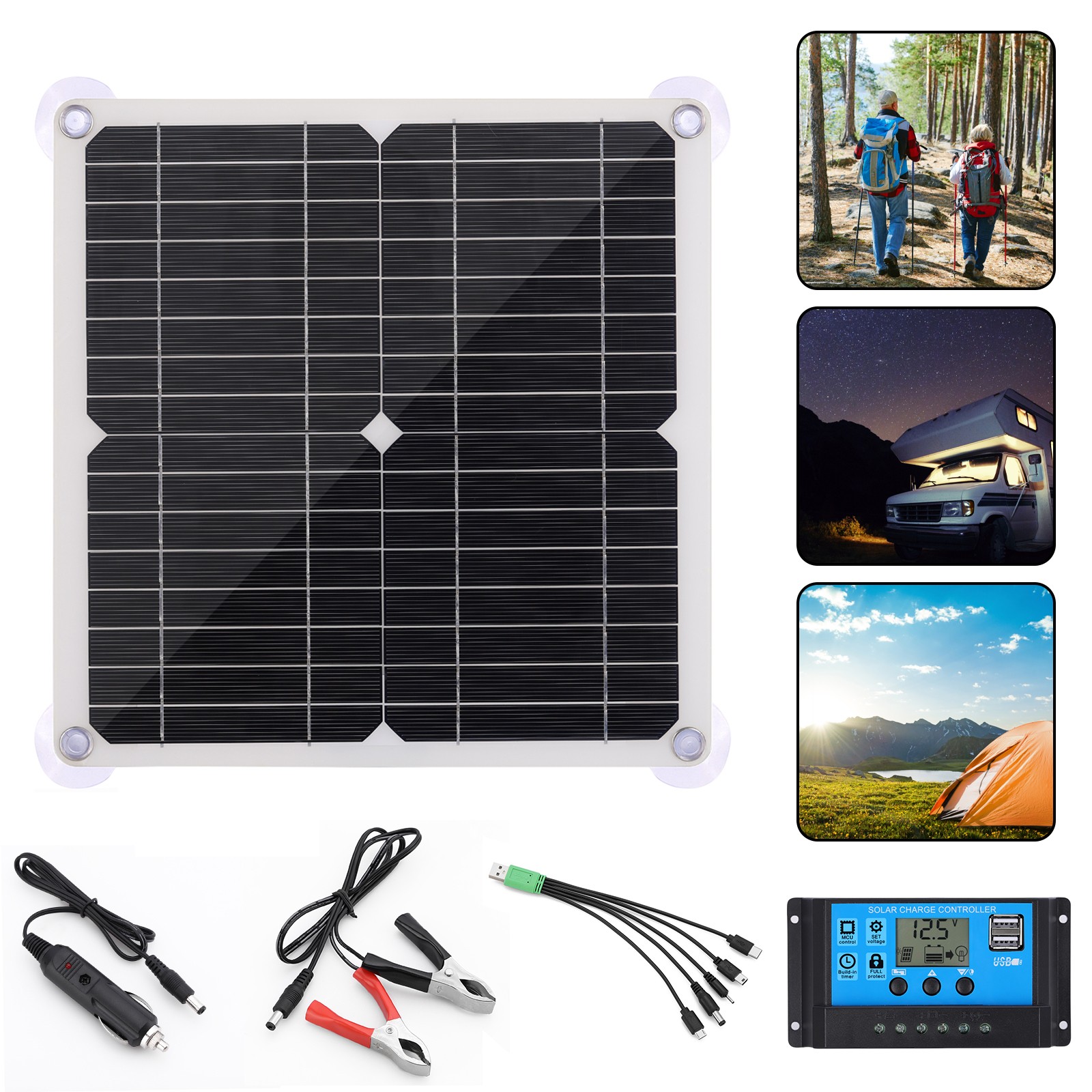200 Watts Solar Panel Kit 100A 12V Battery Charger with Controller Caravan Boat