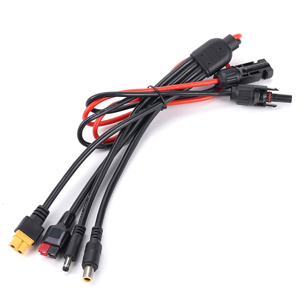 4 In 1 Solar Panel Extension Cable DC5521 7909 XT60 Female Connector PV Wire 3ft