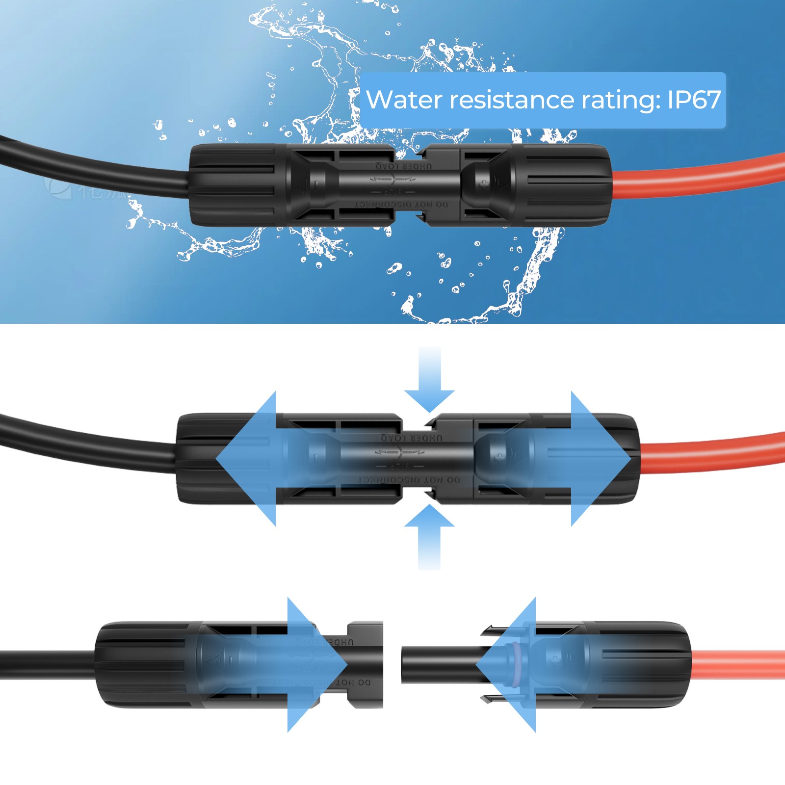 Solar Panel Y Branch M/F PV Connector Adapter Cable Connectors Extension US