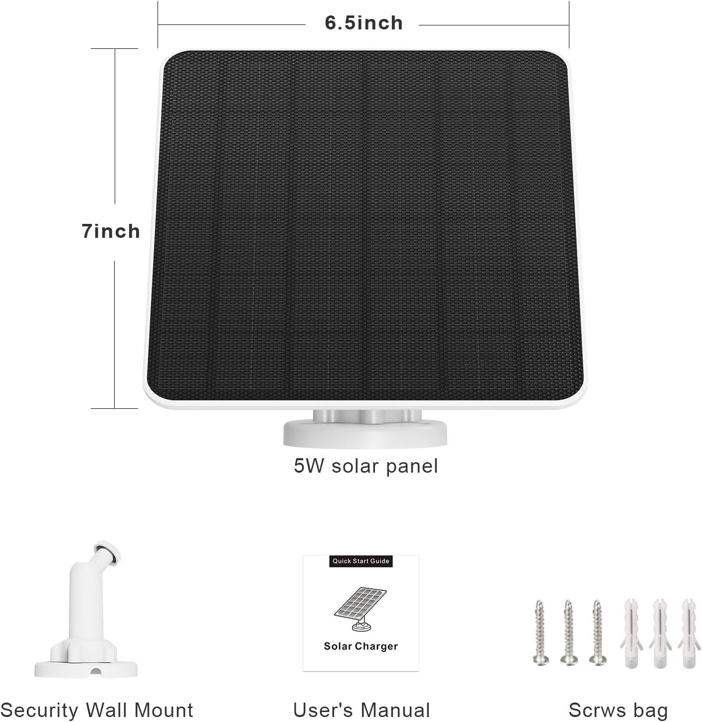 High-Efficiency 5W Solar Charger for Ring & Wyze Cameras, 2 Pack Included