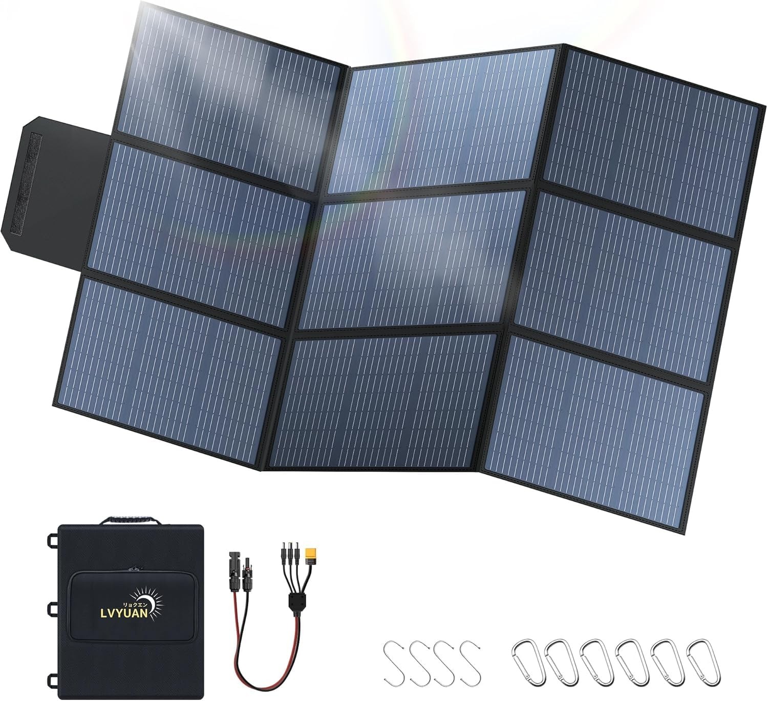 LVYUAN 400W Portable Solar Panel, 36V Foldable Blanket Solar Panel IP64 PPERC…