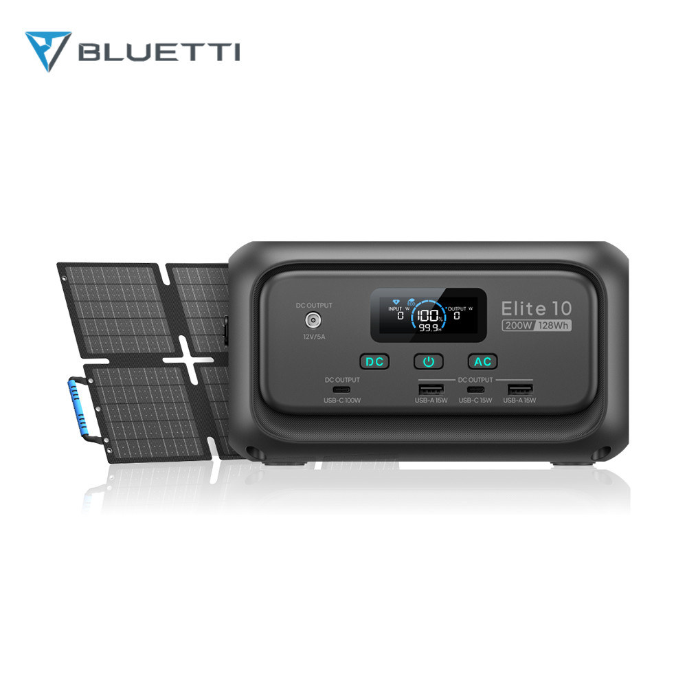 BLUETTI Elite 10 200W 128Wh Portable Power Station+60W/100W Solar Panel
