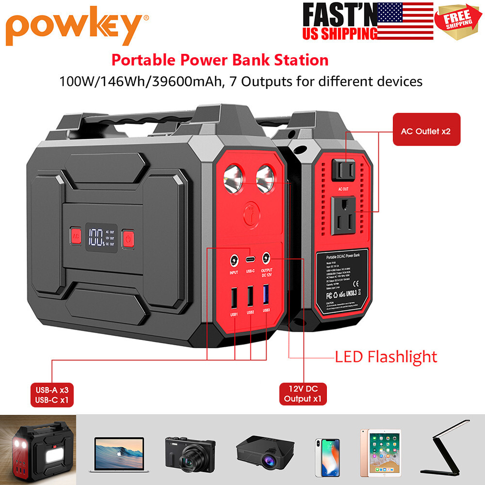 Portable Power Station 100W 146Wh Lithium Battery Pack Camping Solar Generator