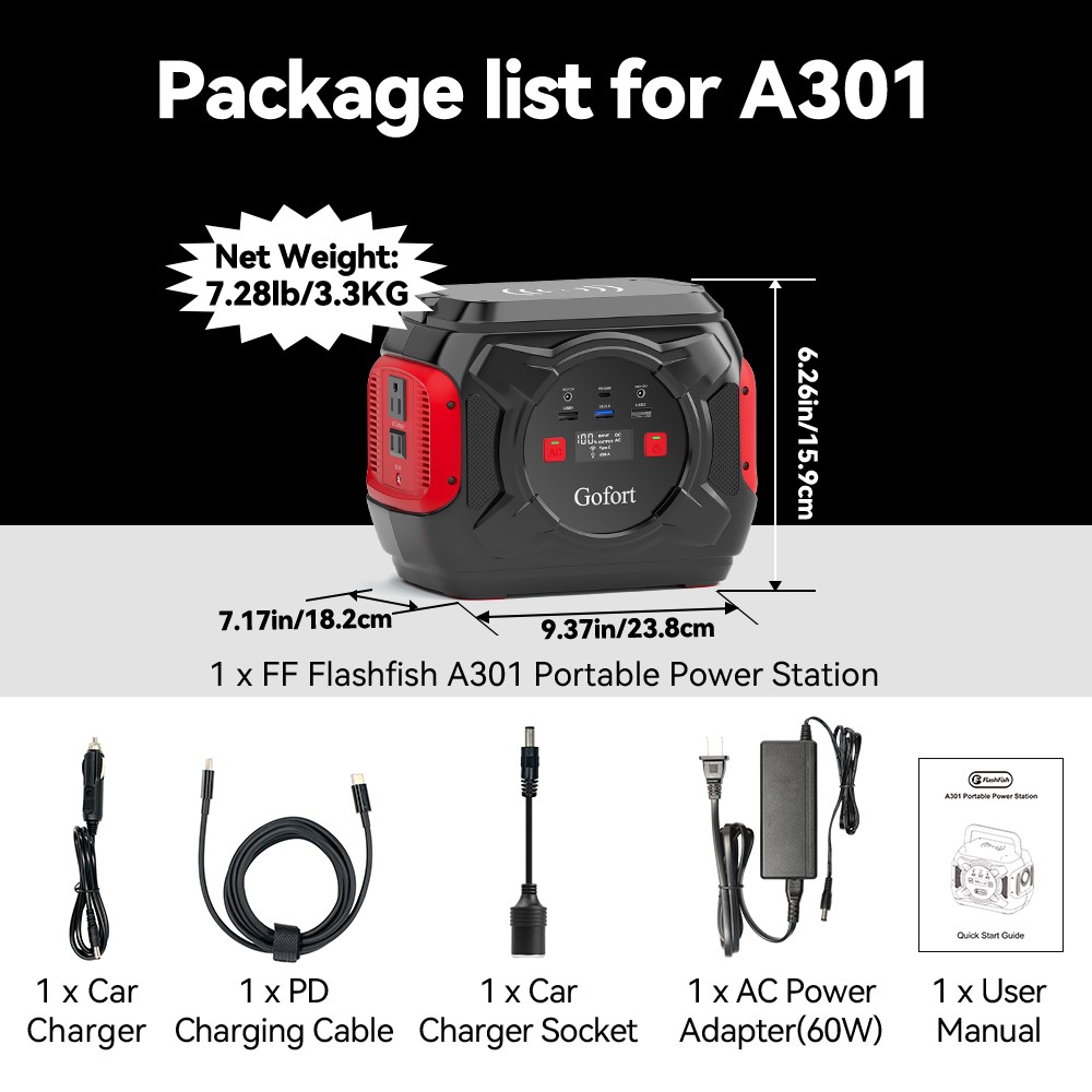 Flashfish A301 Portable Power Station 320W 292Wh Solar Generators Refurbished