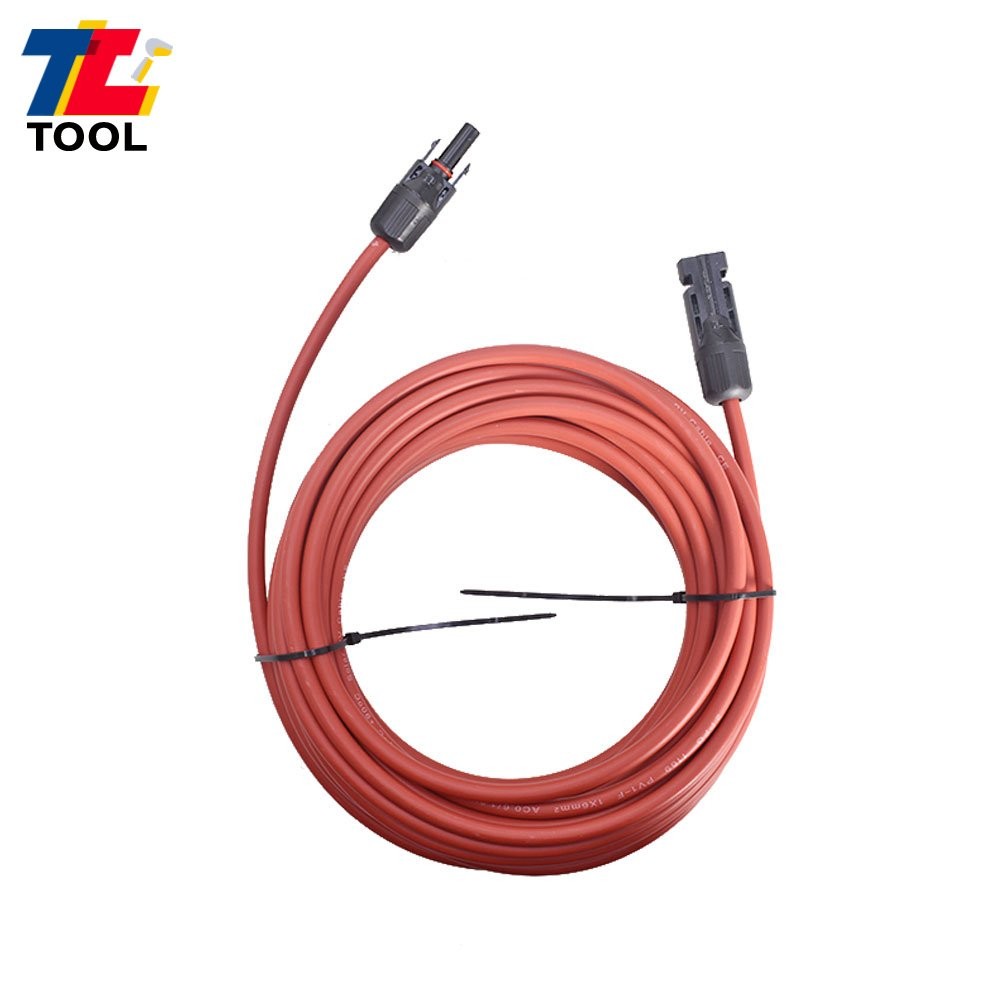 25 Feet 1 Pair 10AWG Black + Red Solar Panel Extension Cable Wire Connector
