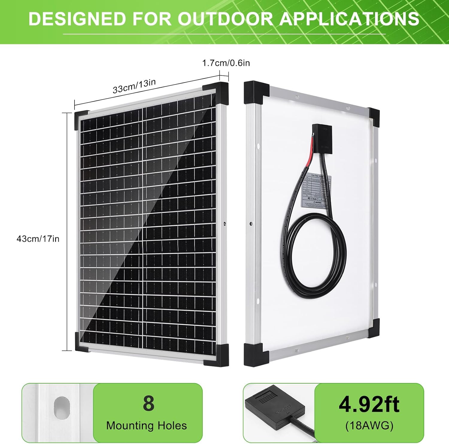 Solar Panel Kit 25W 12V Monocrystalline Battery Maintainer With10A Solar Charge