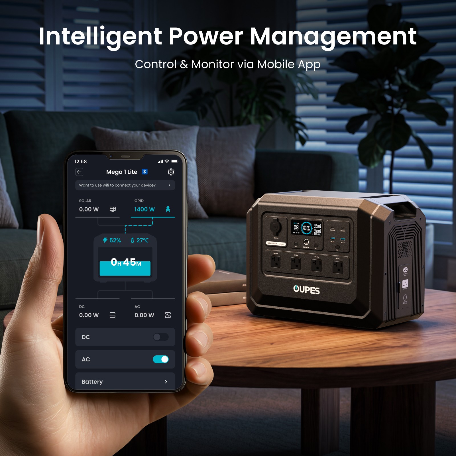 OUPES 1024Wh Mega 1 Lite Portable Power Station 2000W Solar Generator LFP