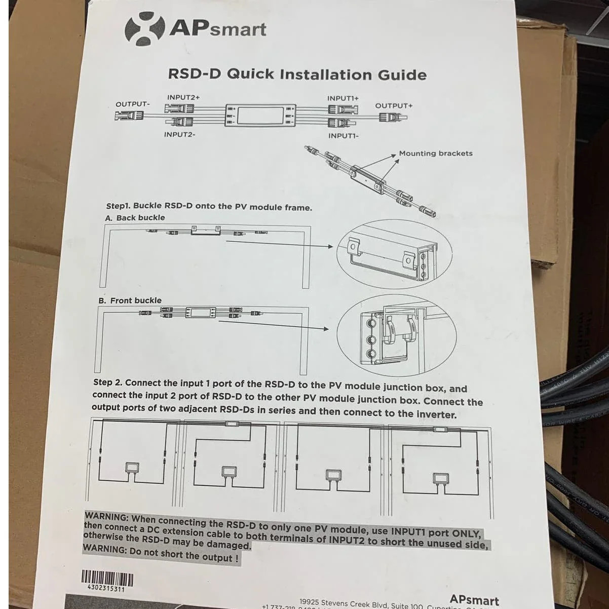 New AP Smart Model RSD-D 15AMP SunSpec Certified Rapid Shutdown Device Cord