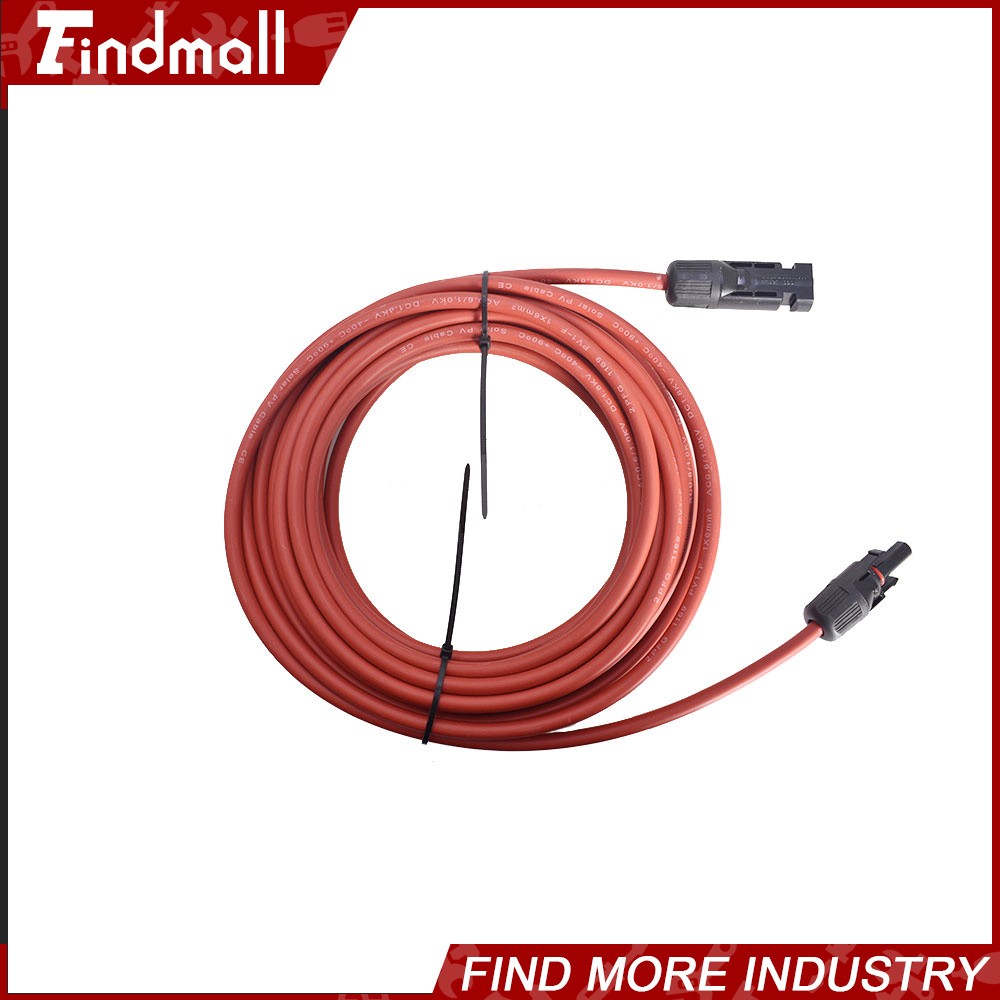 Findmall 1 Pair 25FT 10AWG Black+Red Solar Panel Extension Cable Wire Connector