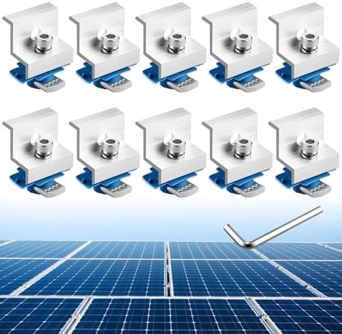 Anbte 10pcs Solar Panel End Clamp for Standard Unistrut, Aluminum 30mm/35mm Sola