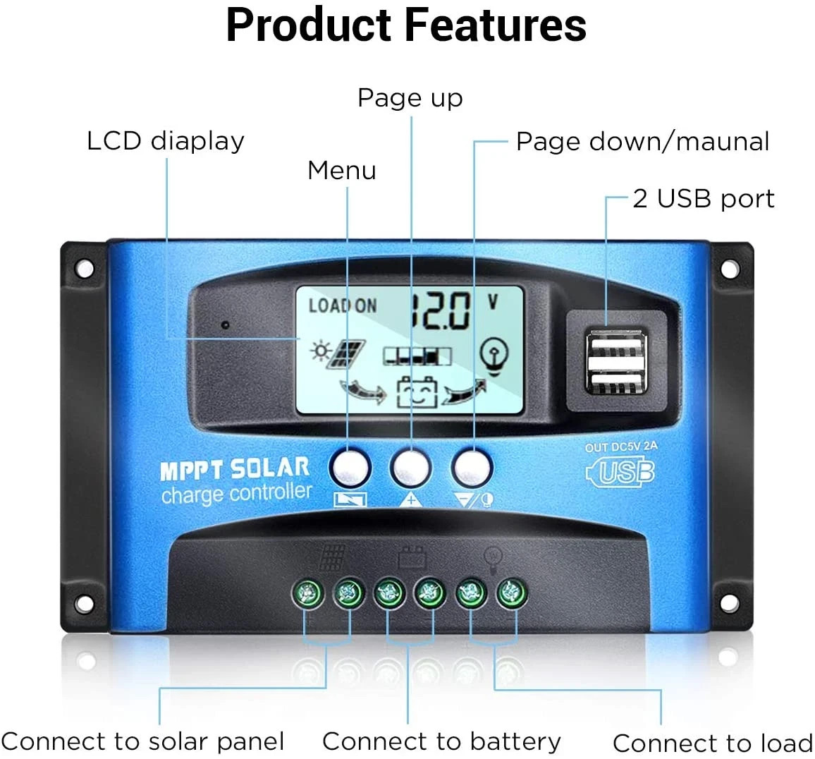 30-100A MPPT Solar Panel Regulator Charge Controller 12V/24V Auto Focus Tracking