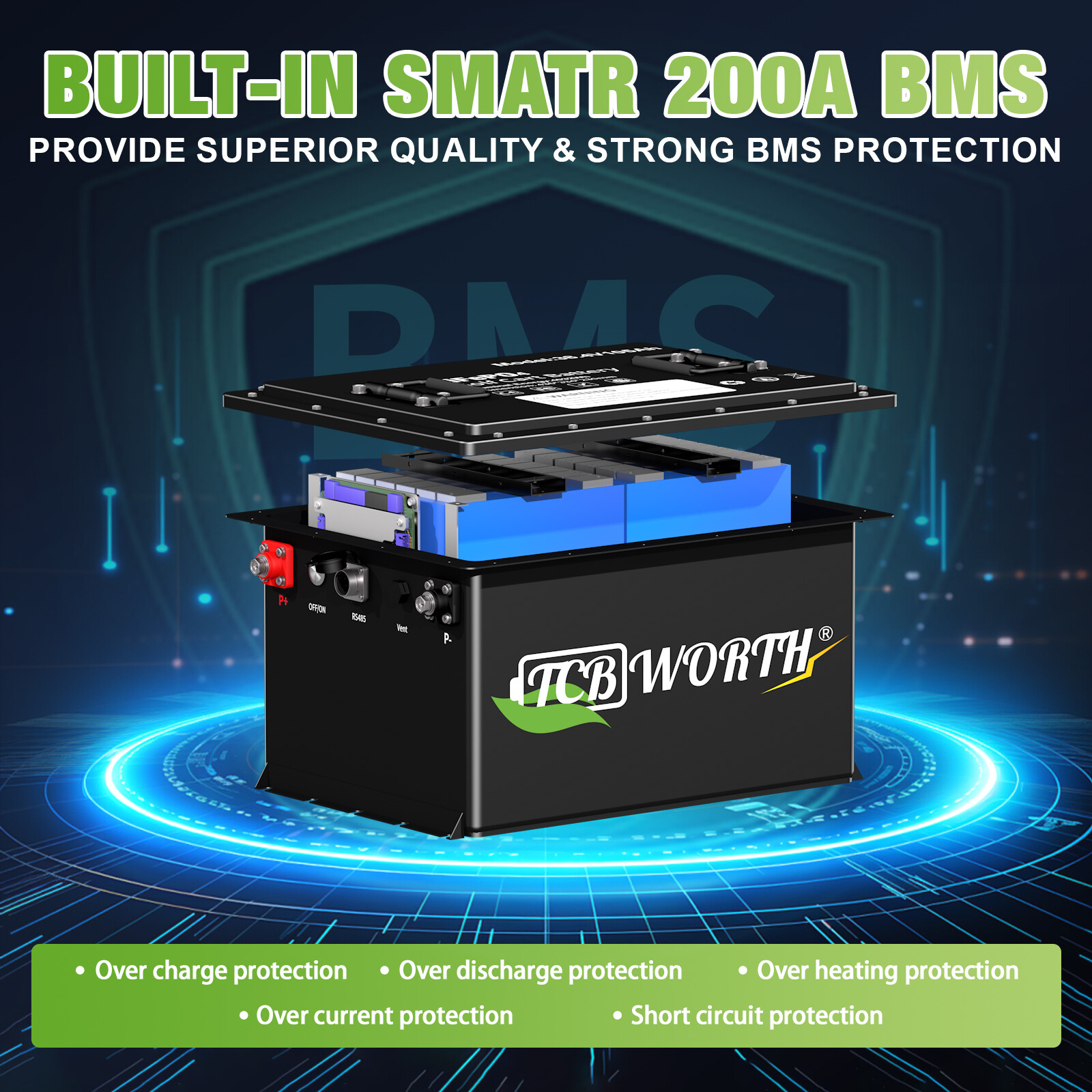 36V 100Ah Golf Cart Lithium LiFePO4 Battery 200A BMS Deep Cycle 10Years-Lifetime