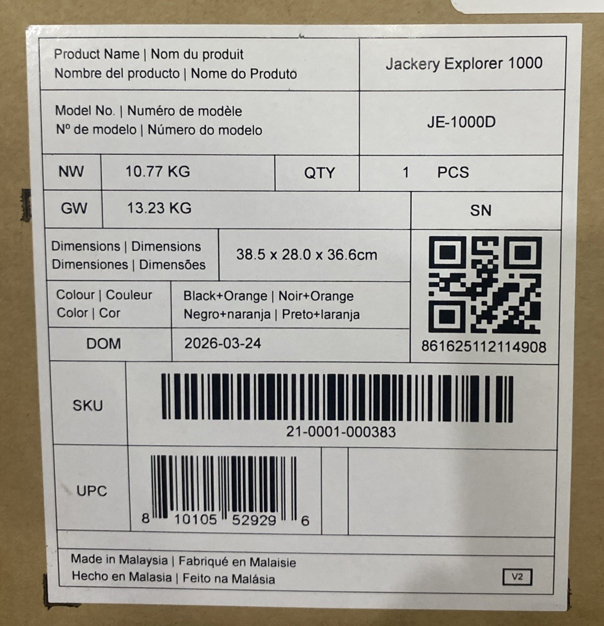 Jackery Explorer 1000 V2 1002Wh Portable Power Station Upgraded Fast Charging