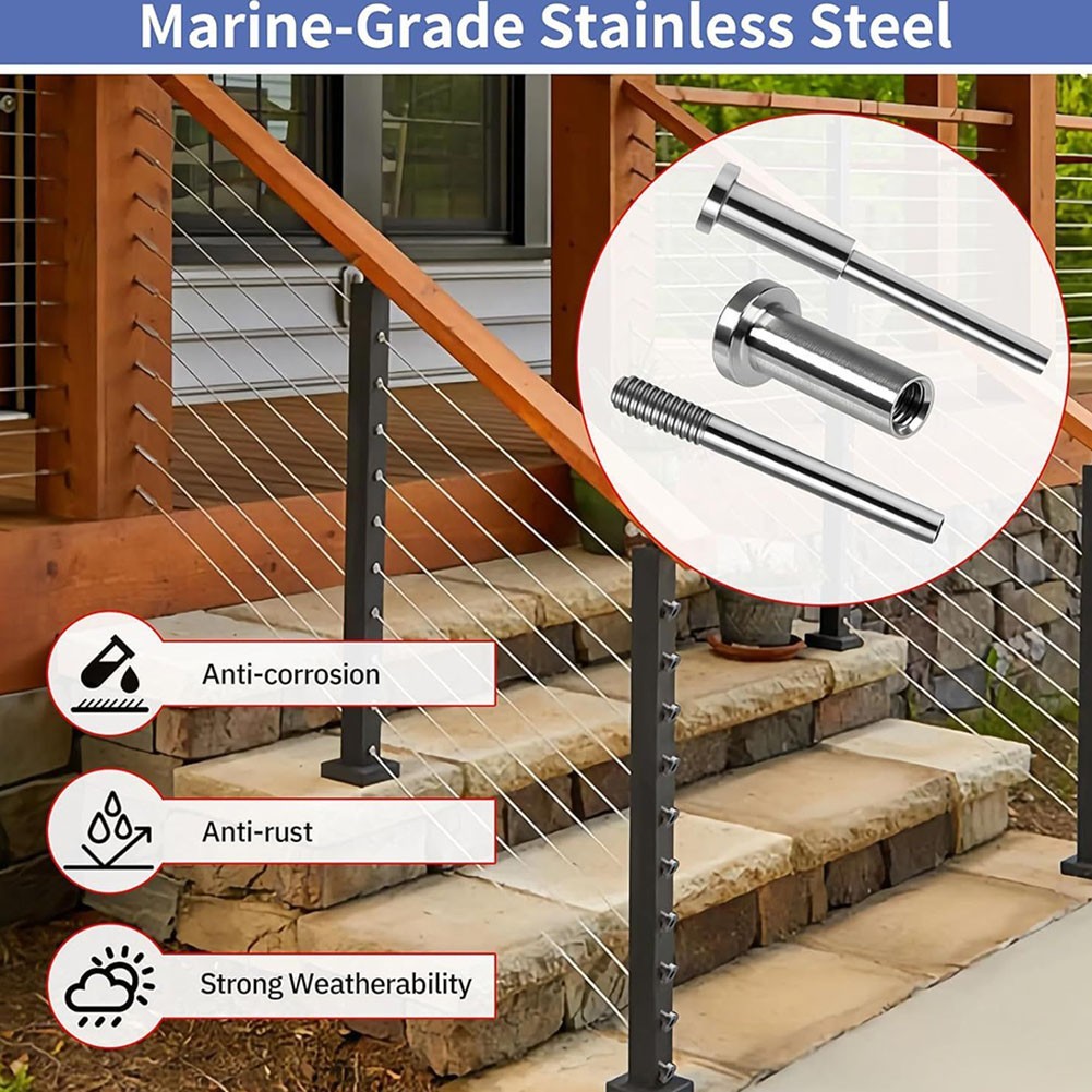 20 Pack 18 Inch T316 Stainless Steel Cable Railing Kit for Modern Deck Railings