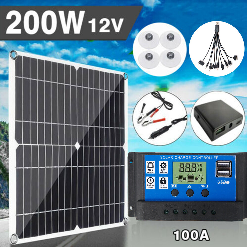200 W Solar Panel Kit 100A 12V Battery Charger Controller Caravan Boat Camping
