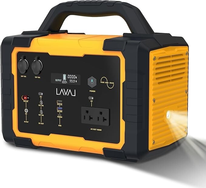 1000W Portable Power Station,1075Wh Backup Lithium Battery, 120V/1000W AC Outlet