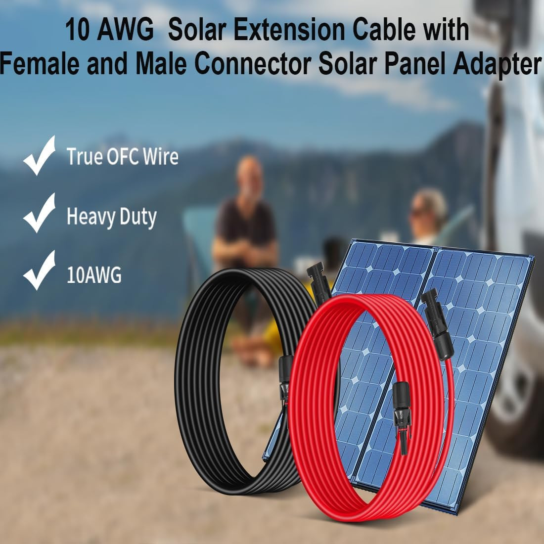 10AWG (6Mm²) Solar Panel Extension Cable 100FT – Black & Red, Heavy Duty, Weathe
