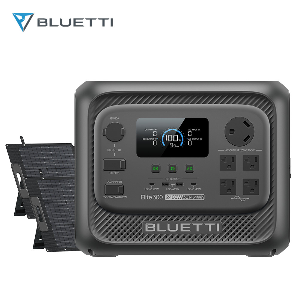 BLUETTI Elite 300 2400W 3014.4Wh Power Station+2*200W Solar Panel Kit for Backup