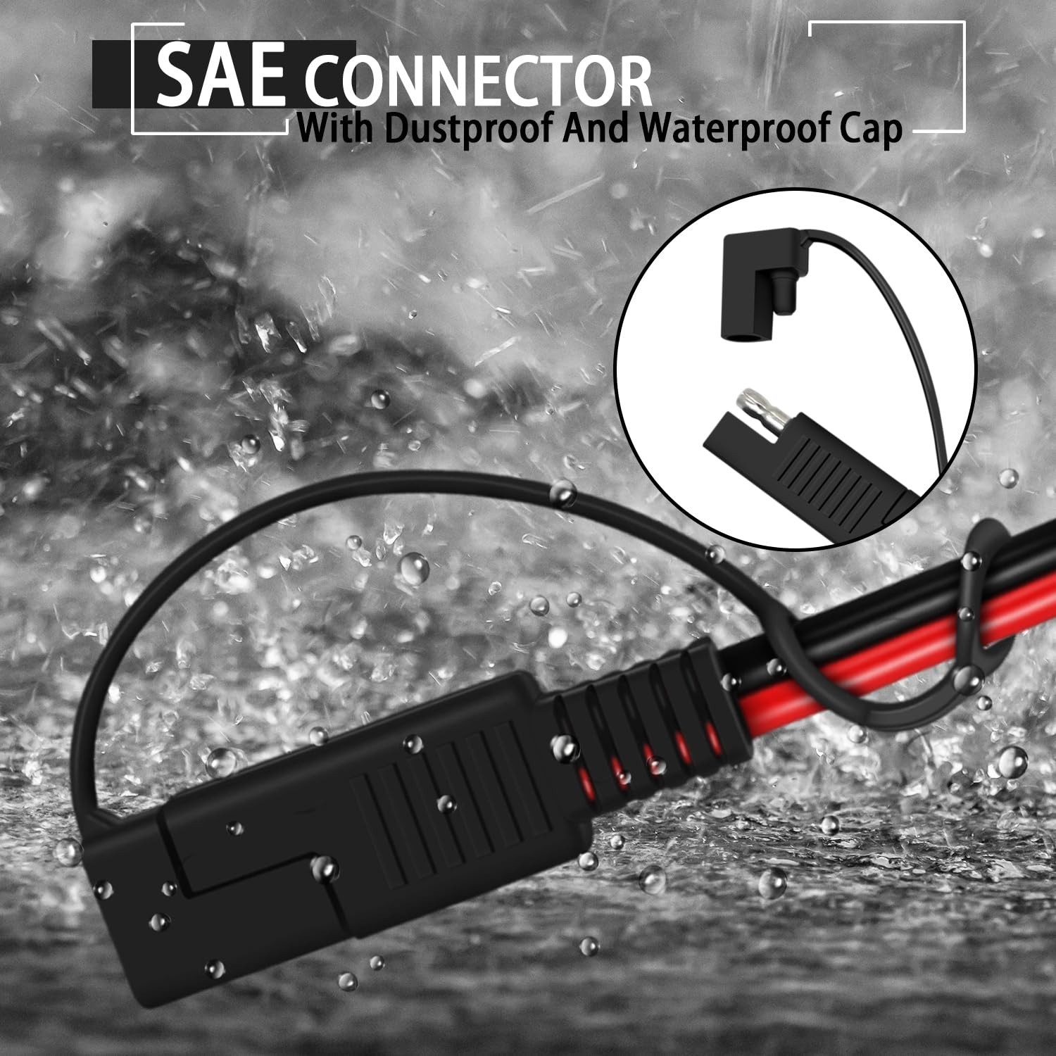 SAE to DC Adapter for Jackery Solar Panel, 3FT SAE Plug to DC5521 Male Connector