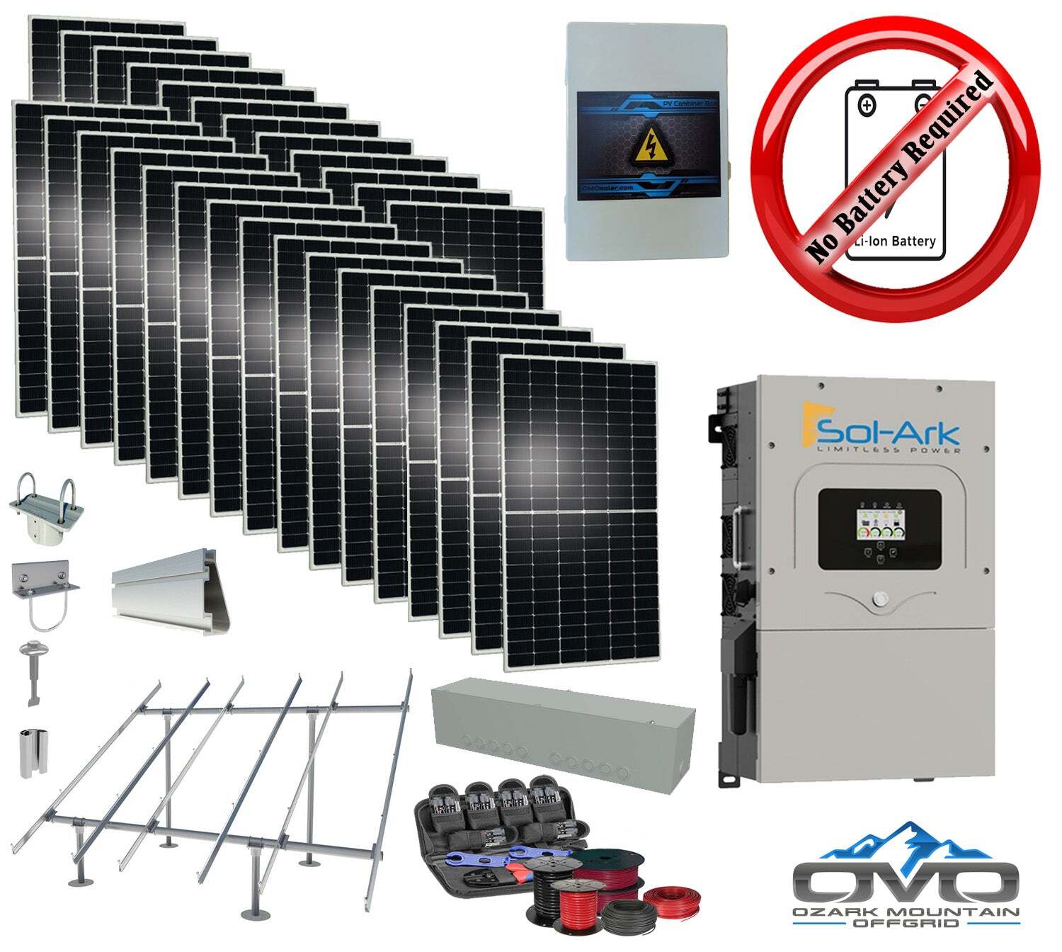 15KW Complete Offgrid Solar Kit + 15K Sol-Ark Inverter +15.4KW Solar with Ground