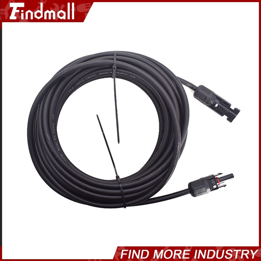 Findmall 1 Pair 25FT 10AWG Black+Red Solar Panel Extension Cable Wire Connector