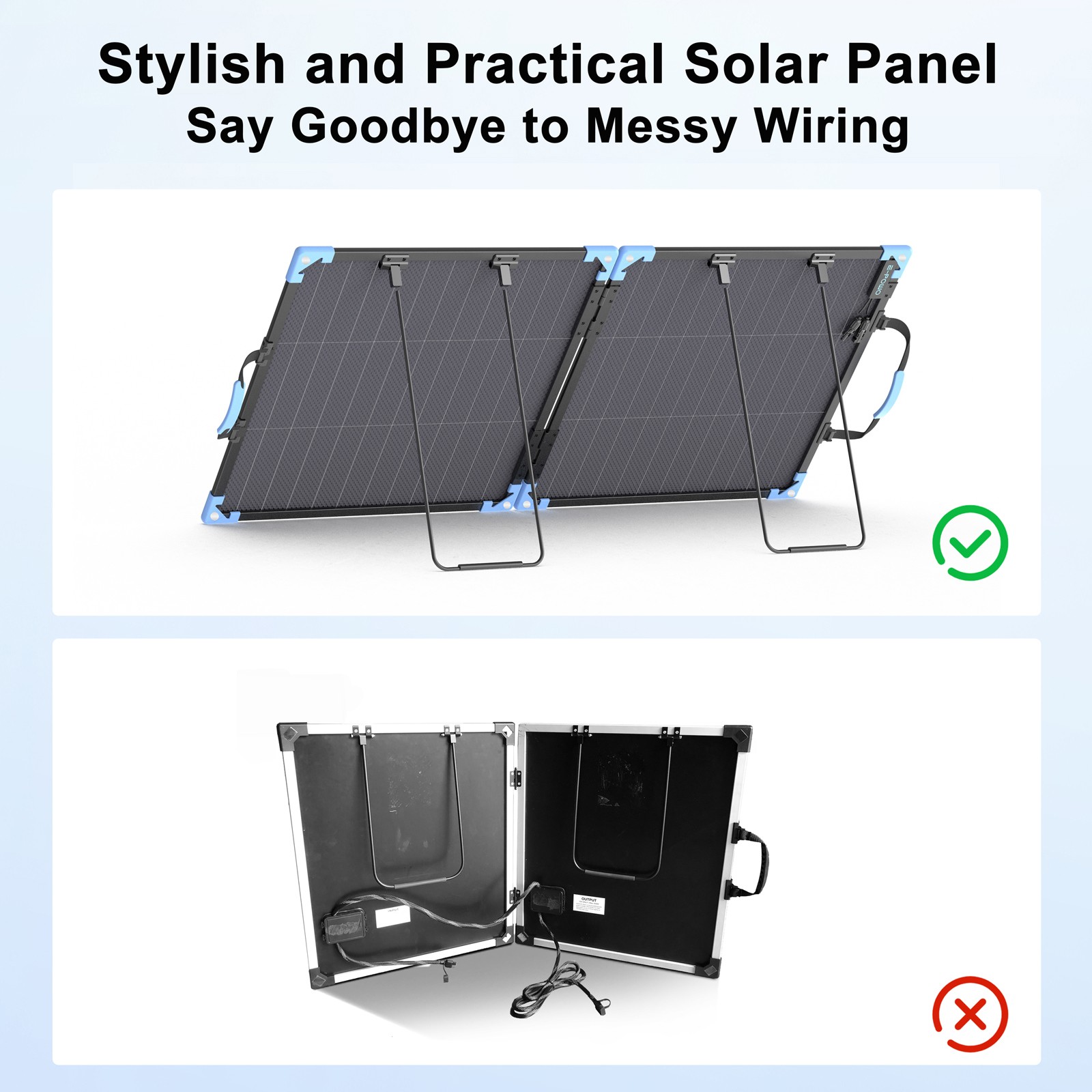 E-POWO Bifacial Solar Panel 110W Folding Lightweight for Ecoflow River 3 River 2