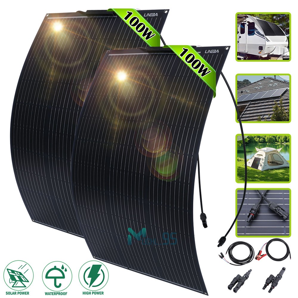 200W Mono Flexible Solar Panel 12v Portable Power Charge Camping Home RV Battery