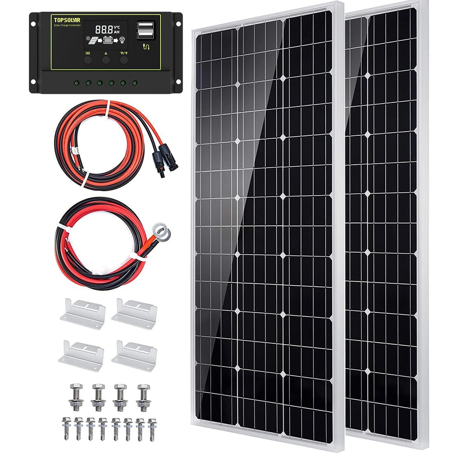 Topsolar Solar Panel Kit 200（2*100W) Watt 12 Volt Monocrystalline Off Grid Sy…