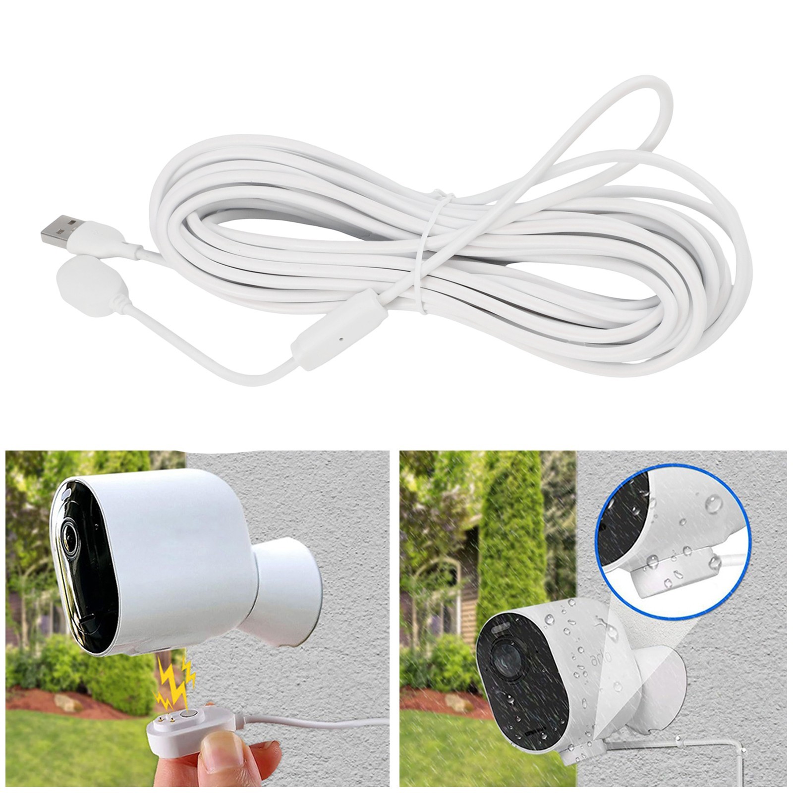 Magnetic Charging Cable for Arlo Pro 5S 2K Pro 4 Pro 3 For Ultra Go2 5 2m