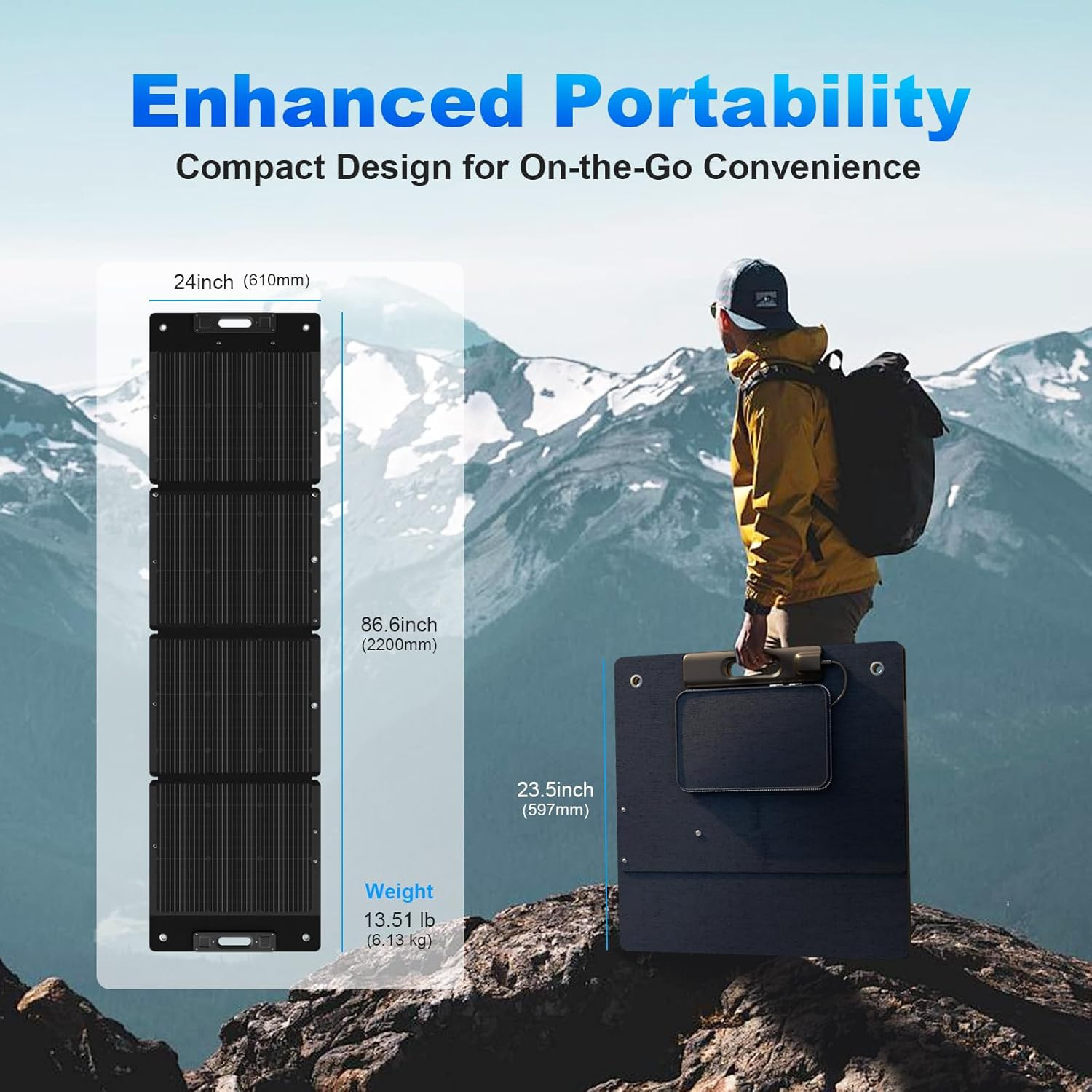 210W Portable Solar Panel, Waterproof Foldable Solar Panel Power Backup, Solar C