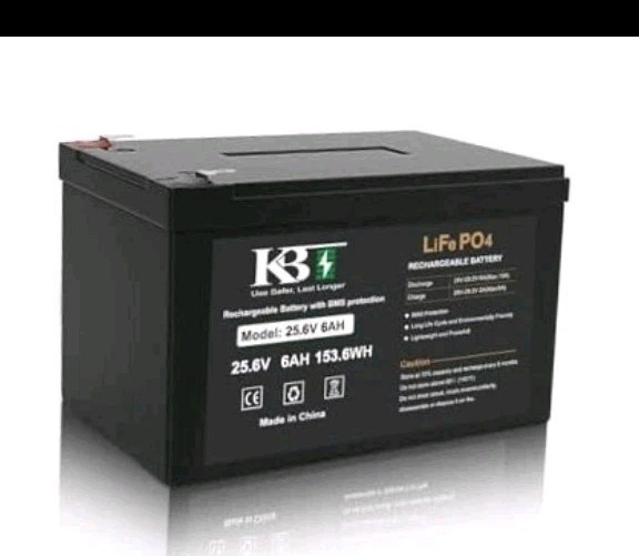 KBT 25.6V 6Ah Deep Cycle Rechargeable LiFePO4 Lithium Battery with Charger New