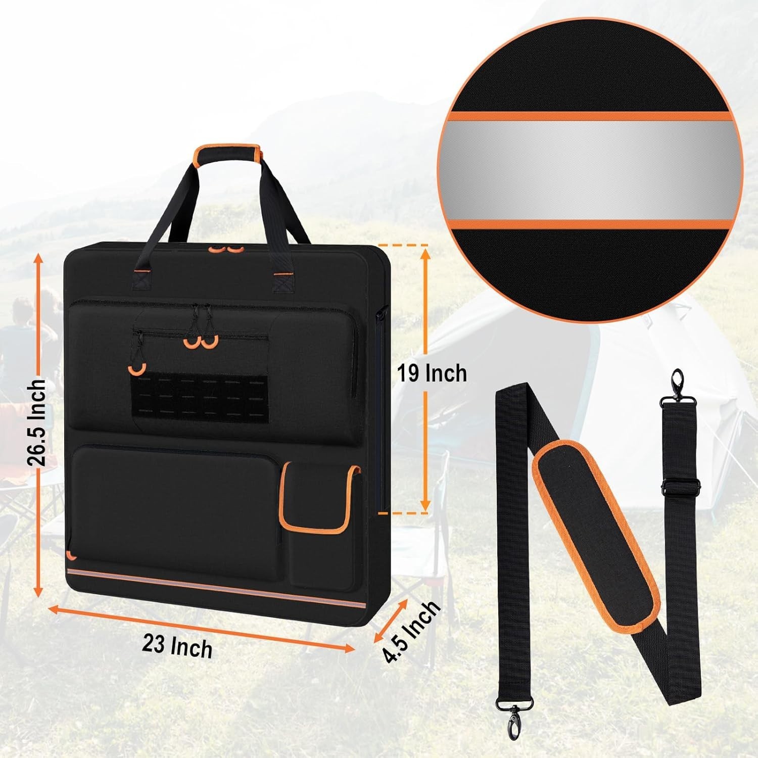 Solar Panel Storage Bag with Orange Lining, Deepened Opening, Zipper with Pul…