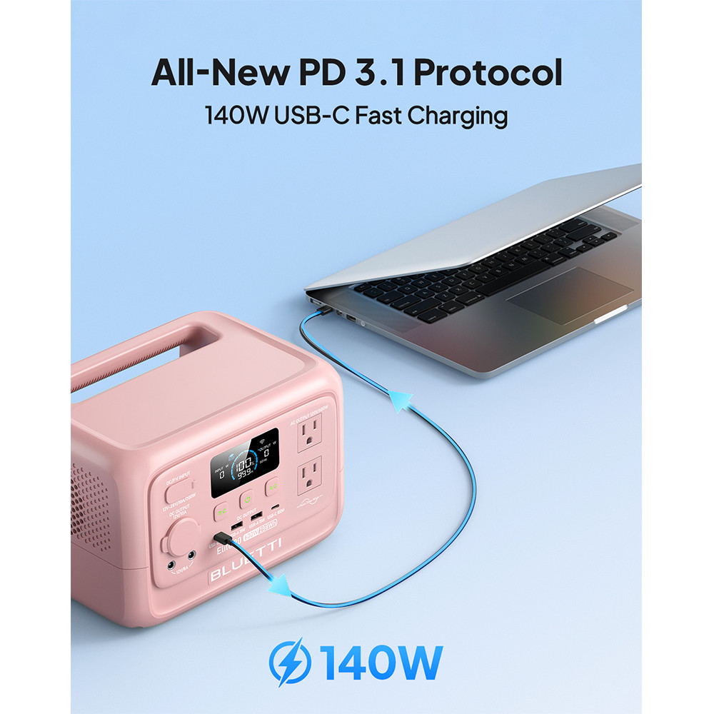 BLUETTI Elite 30 V2 Pink 288Wh 600W Portable Power Station Generator for Camping